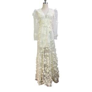 Anthropologie Helsi Blair Long-Sleeve V-Neck Floral Maxi Dress